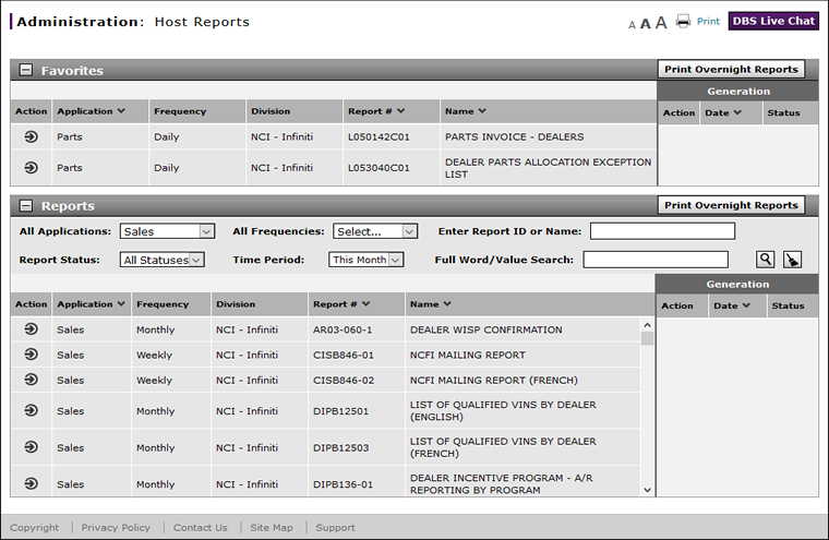 Host Reports page preview.